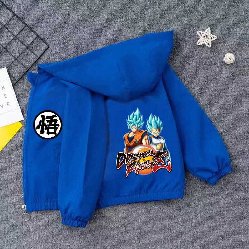 Veste à capuche noire pour enfant Dragon Ball - silhouette de Goku en cercle bleu