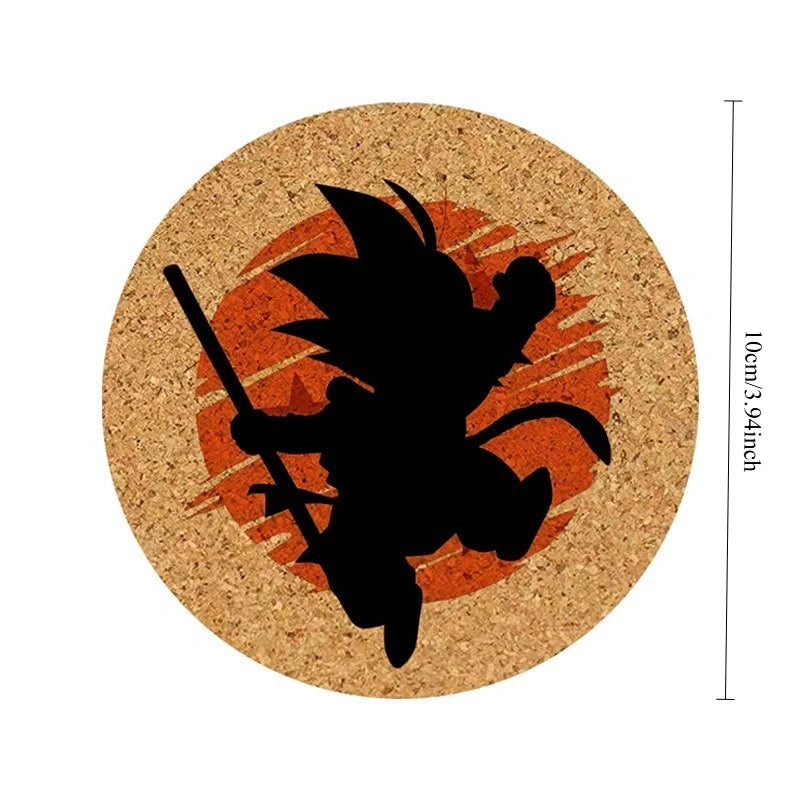 Dessous de verre ronds Dragon Ball - kanjis et silhouettes de Goku