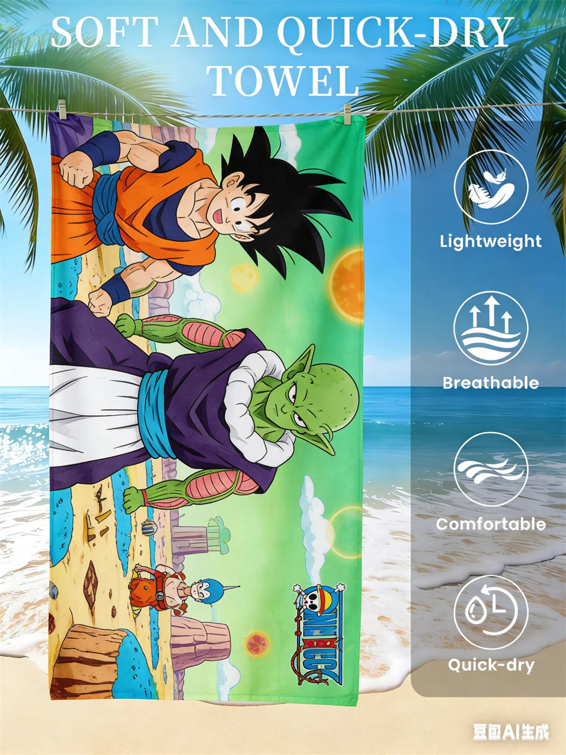 Serviette de plage Dragon Ball - Goku et Piccolo