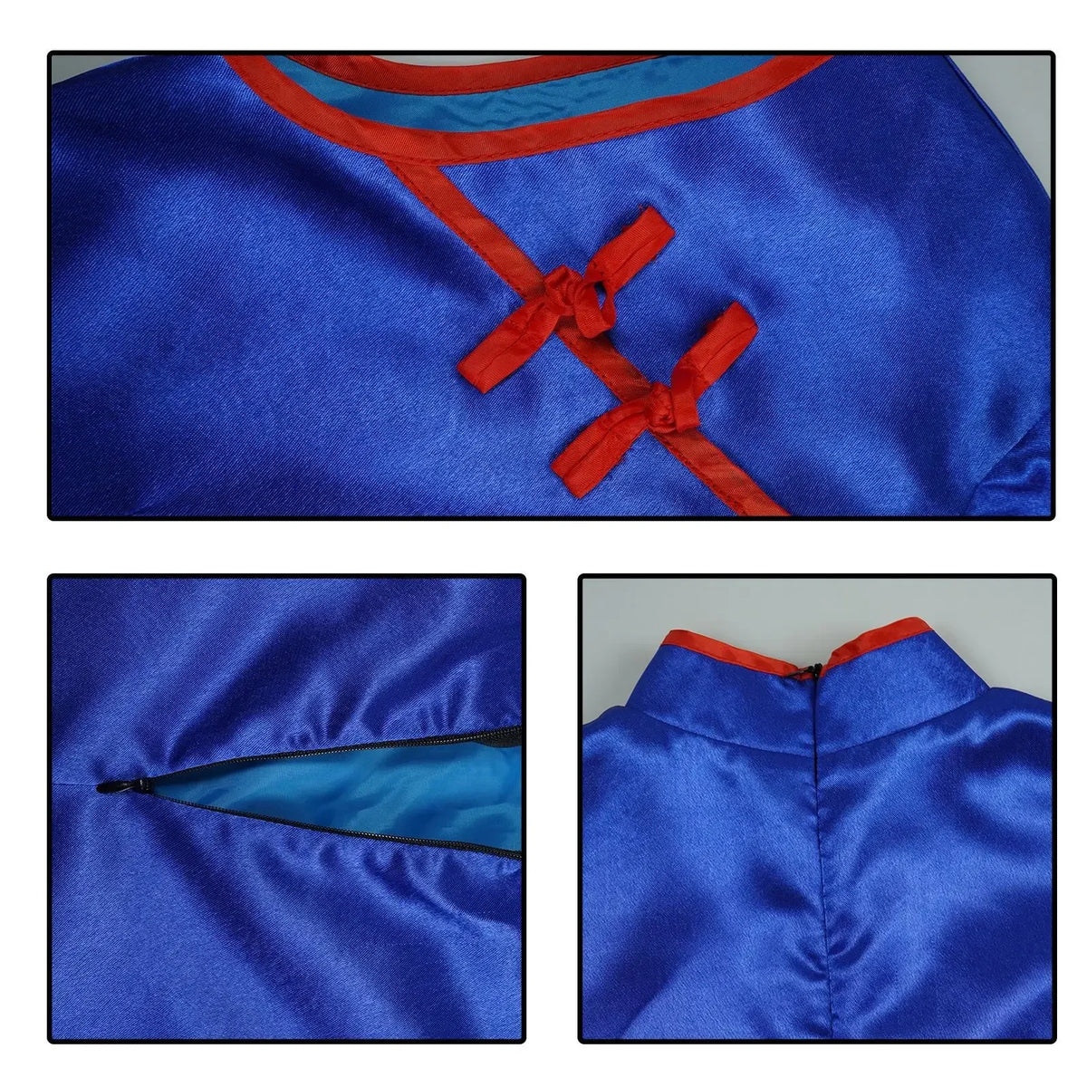 Blaues Dragon Ball Kostüm - Chichi mit rotem Gürtel