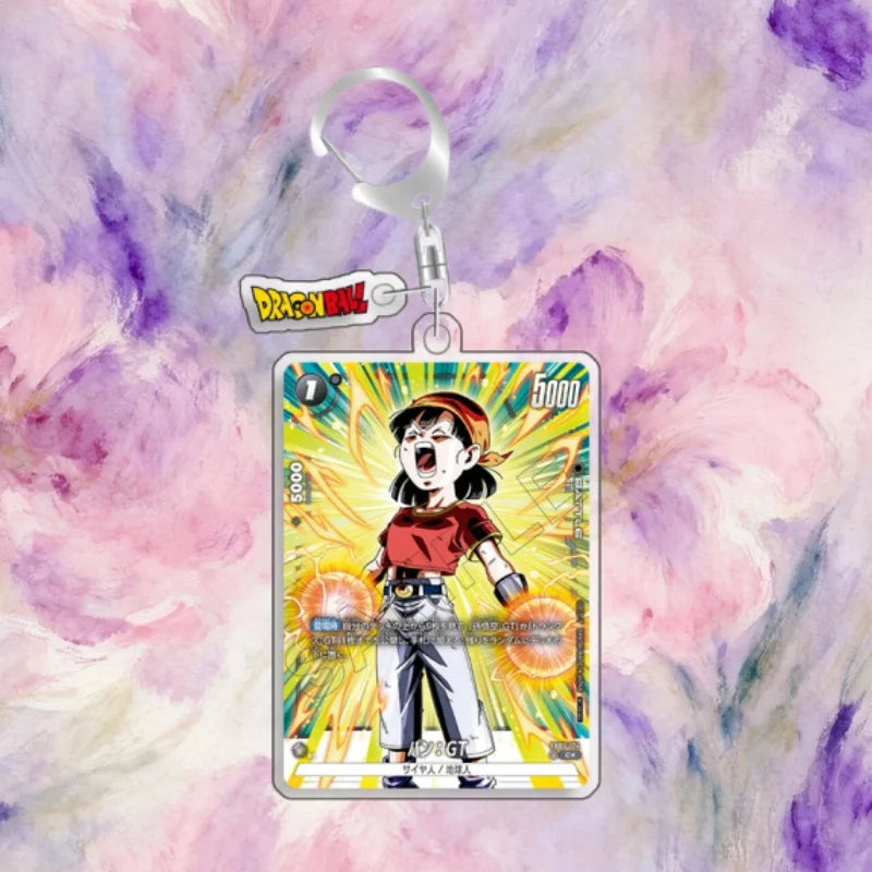 Portachiavi carta con bordo dorato Dragon Ball Trunks ed energia blu