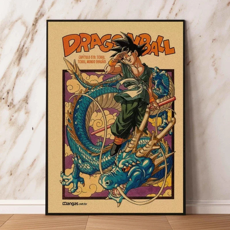 Affiches rétro - Goku enfant et couvertures Dragon Ball