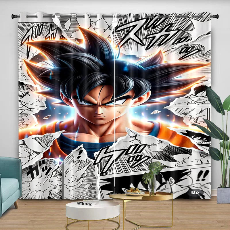 Rideaux bleus Dragon Ball - Goku enfant sur Shenron