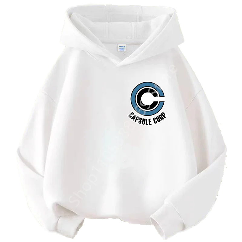 Pull à capuche blanc pour enfant Dragon Ball - logo Capsule Corp