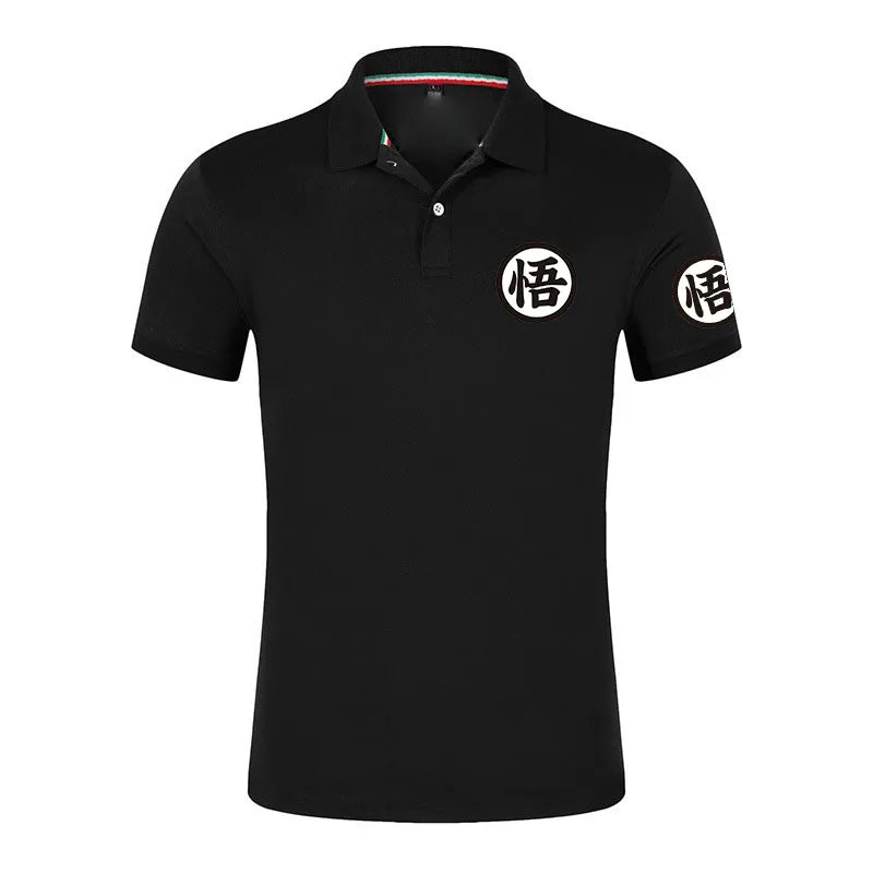 Black Polo Dragon Ball - kanji Go on chest and sleeve
