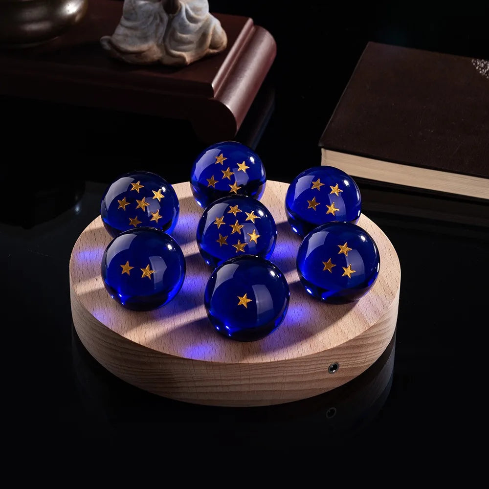 Dragon Ball dekorative Lampe - Sieben blaue Kristallkugeln auf rundem Sockel