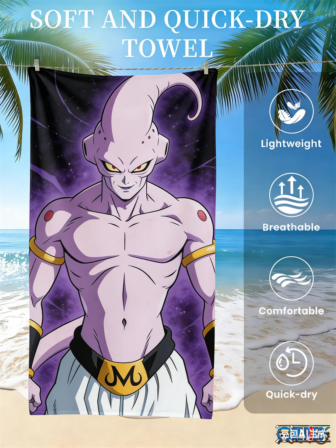 Toalla de playa Dragon Ball - Super Buu con ojos rojos