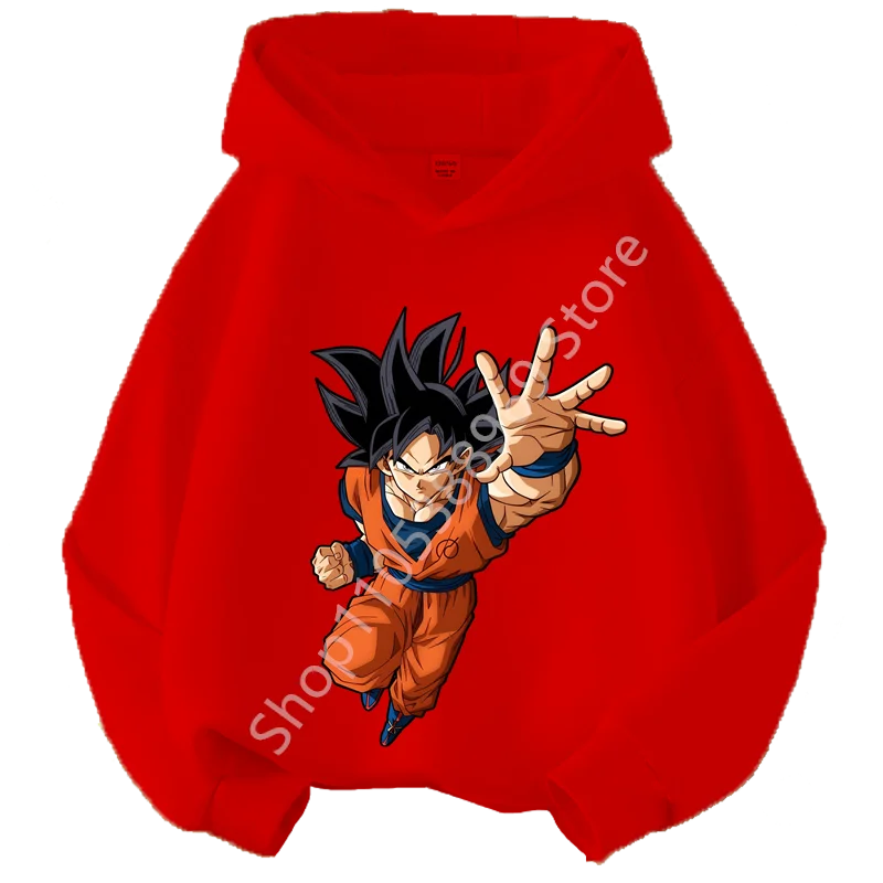 Sudadera con capucha roja para niño Dragon Ball - Goku con el brazo extendido