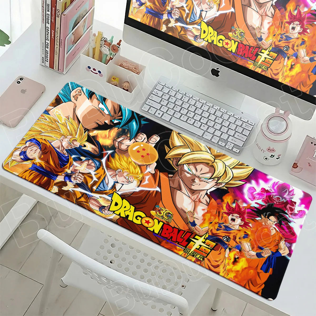 Tapis de souris noir et blanc Dragon Ball - Black Goku Rosé et boules de cristal