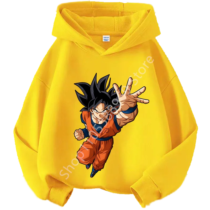 Gele hoodie voor kind Dragon Ball - Goku met een strakke arm