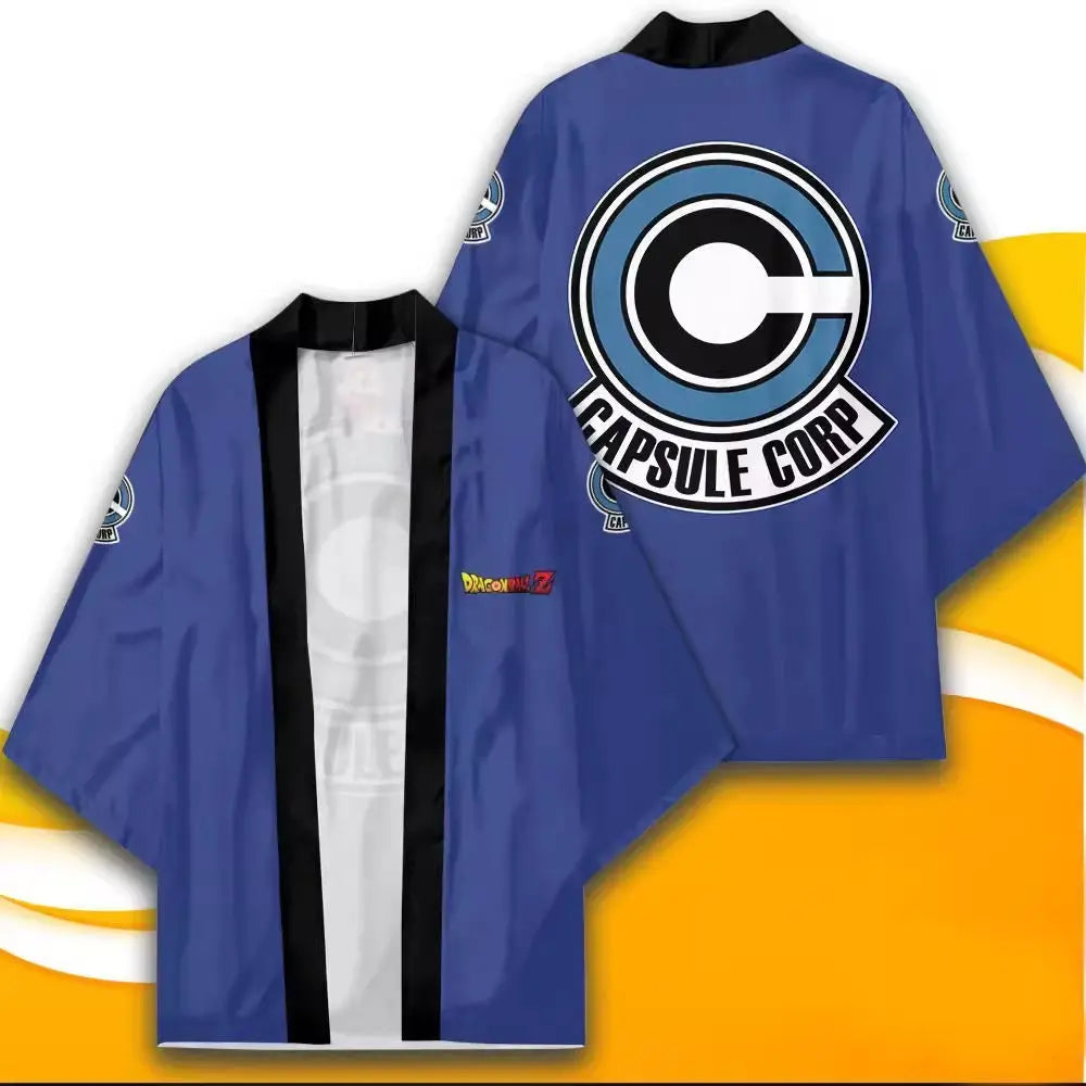 Giacca kimono blu Dragon Ball - logo Capsule Corp