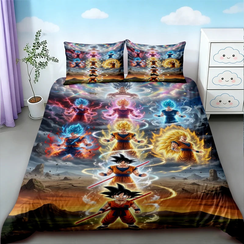 Copripiumino Dragon Ball - le trasformazioni di Goku in colonna