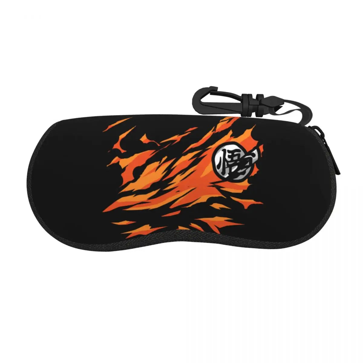 Dragon Ball black glasses case - Go kanji on orange scratches