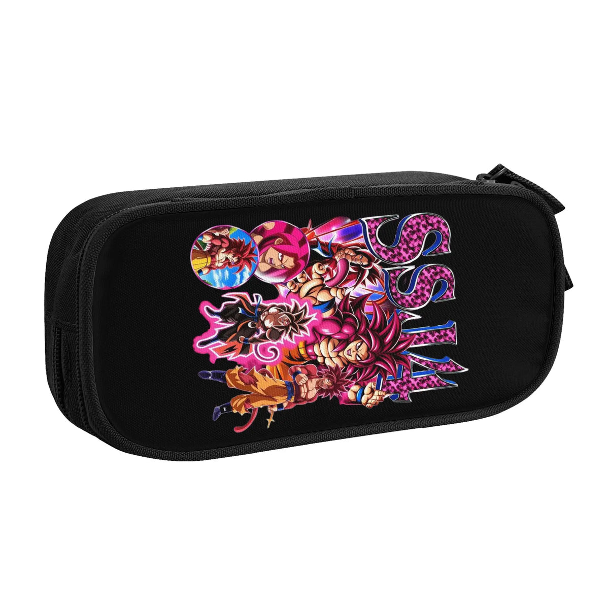 Astuccio nero Dragon Ball - Goku Super Saiyan God in collage rosa