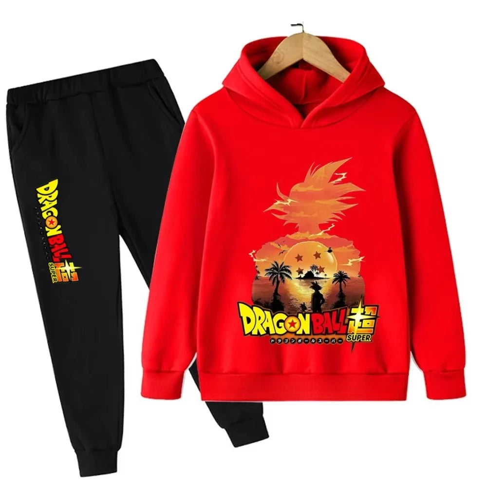 Roter und schwarzer Anzug für Kinder Dragon Ball - Goku Silhouette in der Sonne