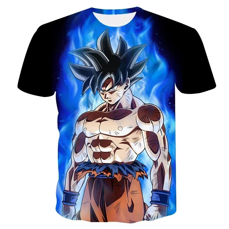 Zwart en blauw T-shirt Dragon Ball Goku Ultra Instinct Torso Nude