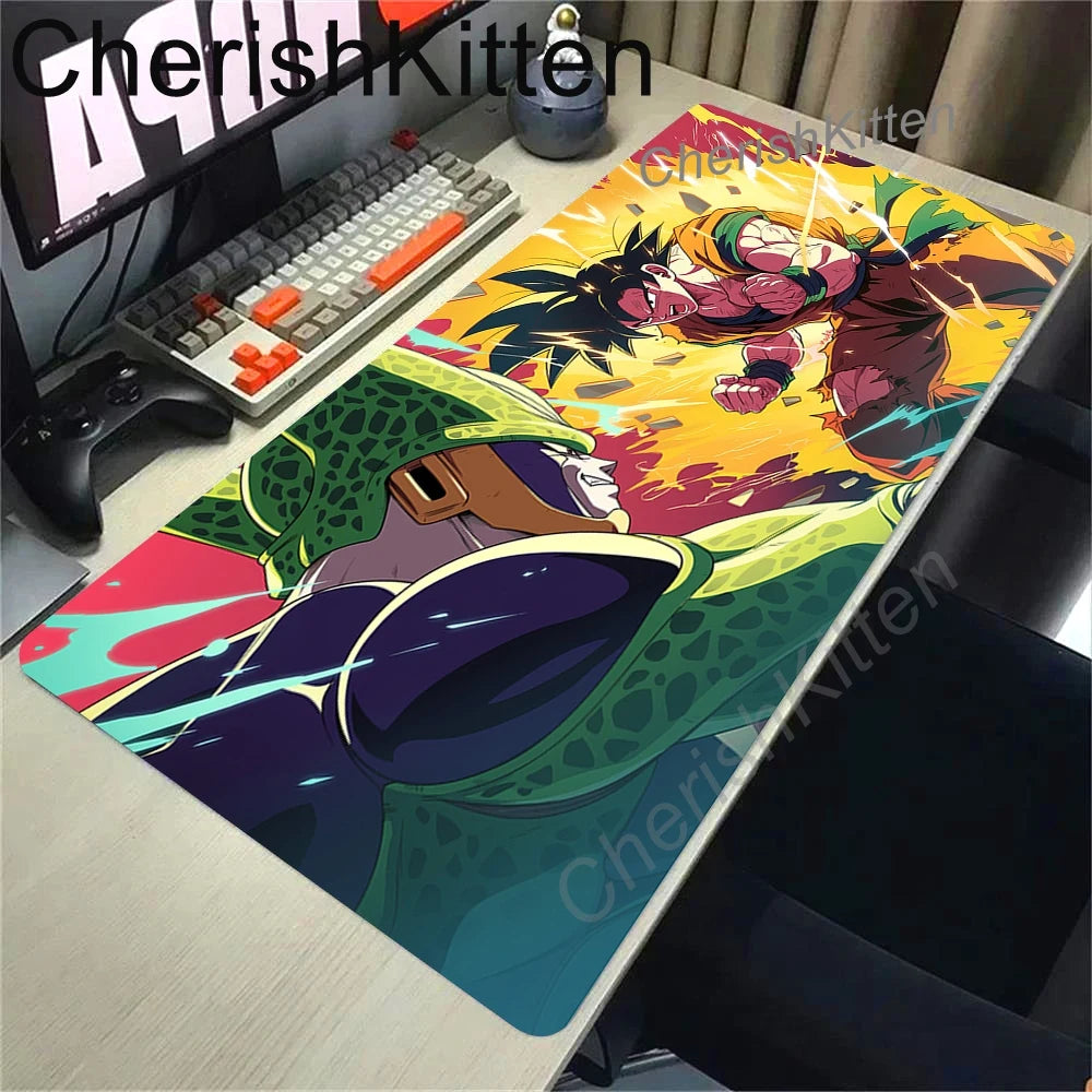 Tapis de souris multicolore Dragon Ball - visages de Goku en bandes