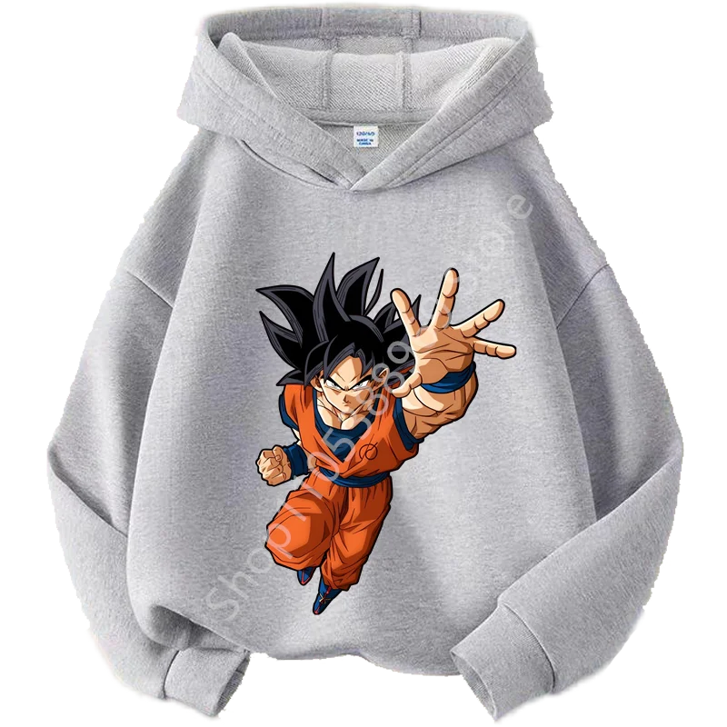 Sweat à capuche gris pour enfant Dragon Ball - Goku au bras tendu