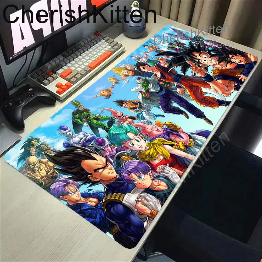 Grand tapis de souris Dragon Ball - Vegeta Blue et guerriers en collage