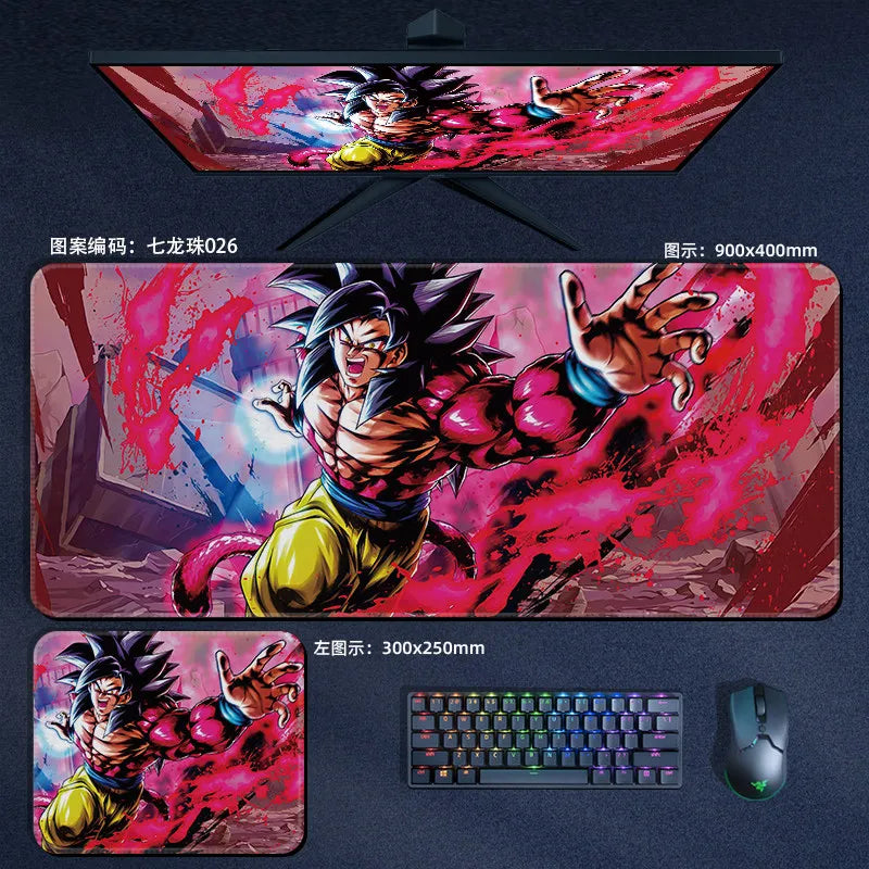 Tapis de souris orange Dragon Ball - personnages alignés et kanji Kame