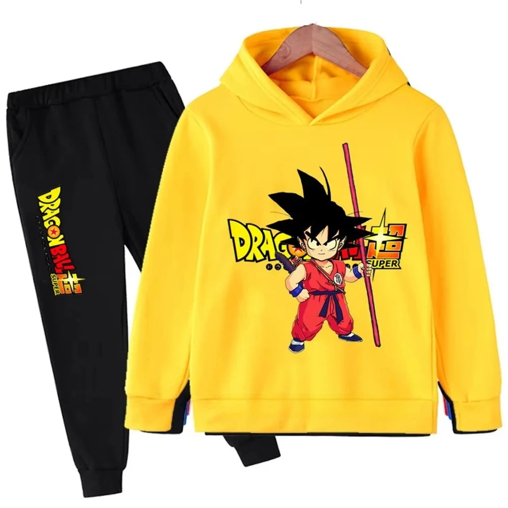 Survêtement jaune et noir pour enfant Dragon Ball - Goku enfant au bâton rouge