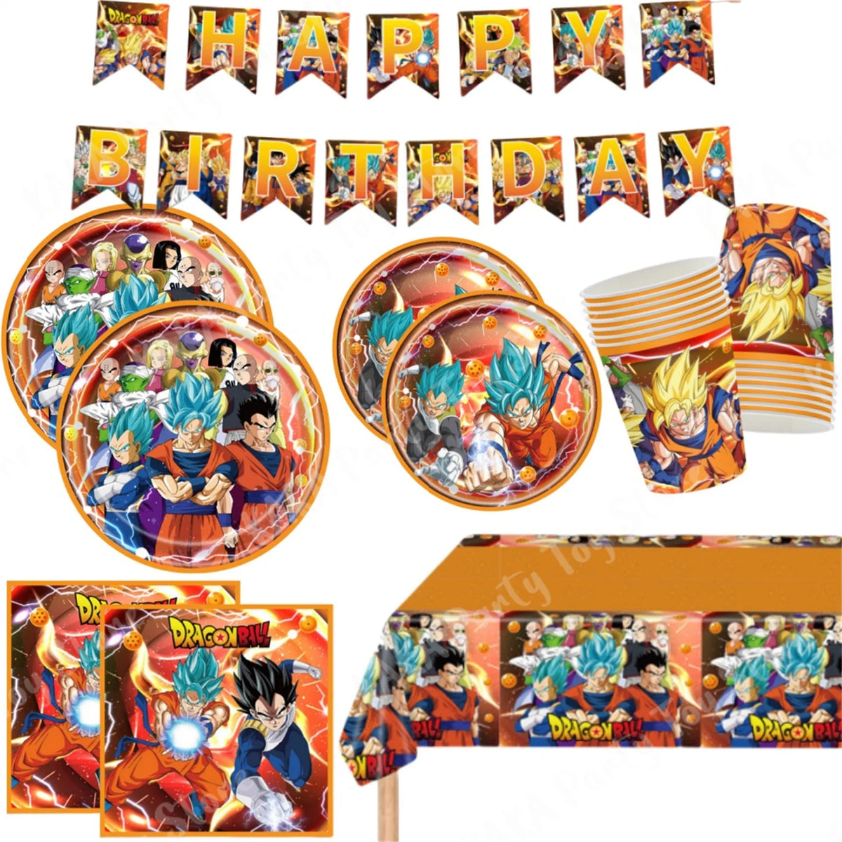Assiettes anniversaire 18 cm Dragon Ball - Goku Ultra Instinct et les Saiyans