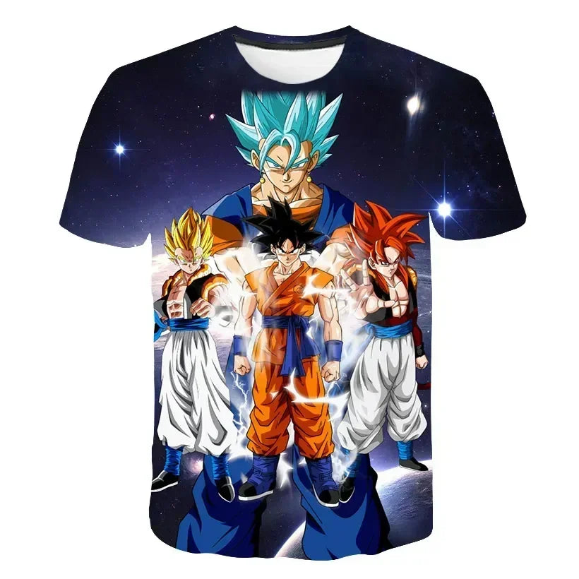 T-shirt blauwe nacht Dragon Ball Goku en Saiyan fusions