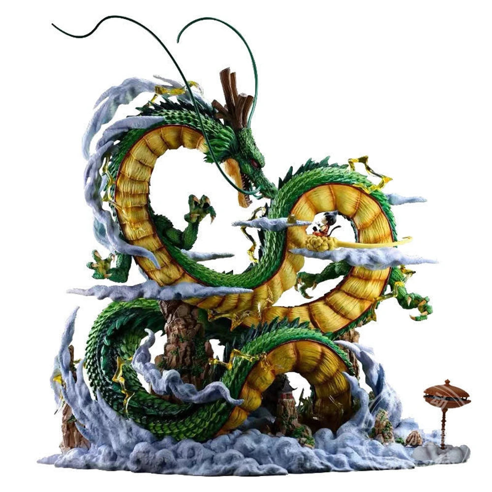 Dragon Ball standbeeld - Shenron opgerold op wolken met groene doos