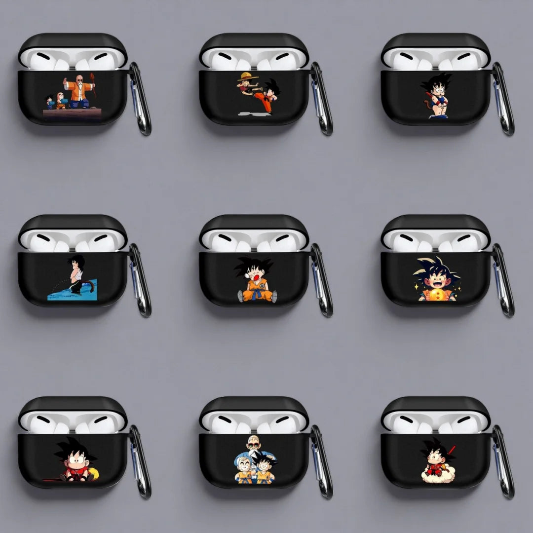 Coque pour AirPods Dragon Ball - Goku enfant debout au bâton rouge