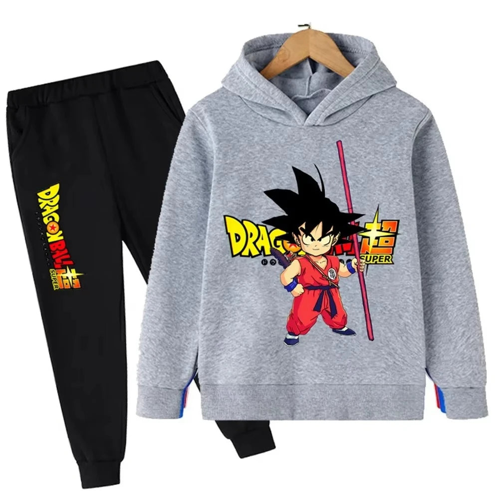 Survêtement gris et noir pour enfant Dragon Ball - Goku enfant au bâton rouge