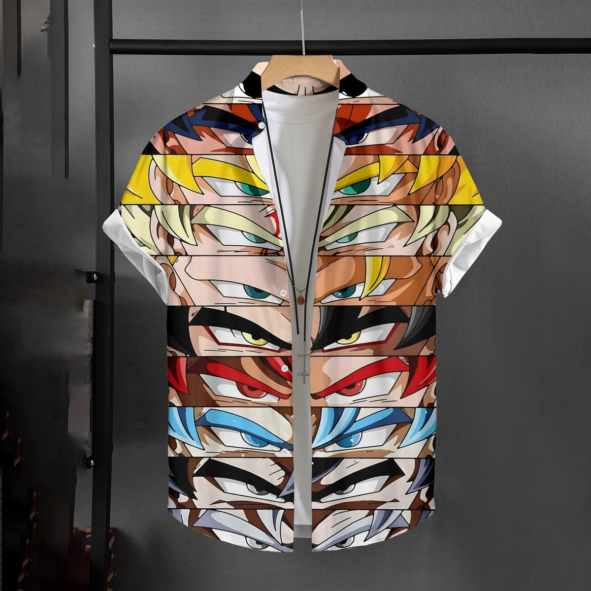 Dragon Ball Short Sleeve Shirt - Saiyans look in strips