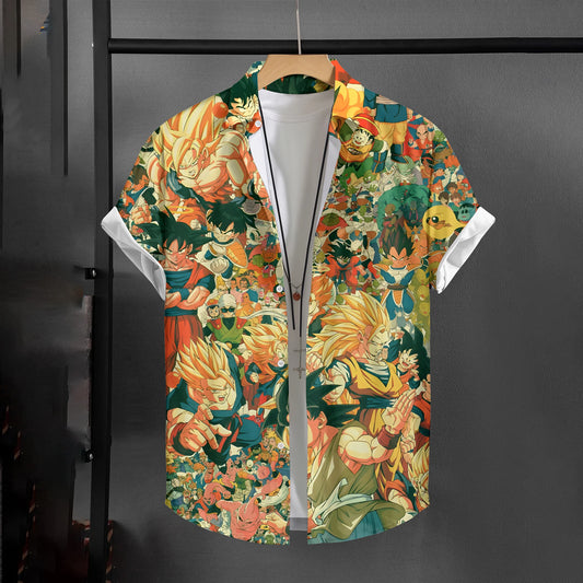 Chemise verte et orange Dragon Ball - Goku et ses transformations