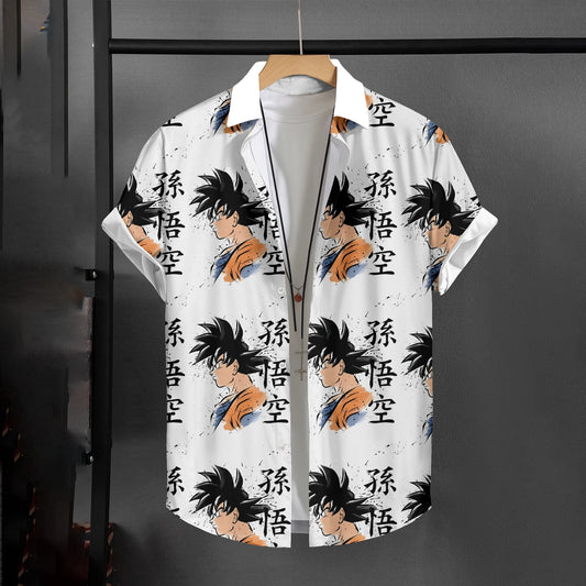 Chemise blanche Dragon Ball - Goku et inscriptions japonaises