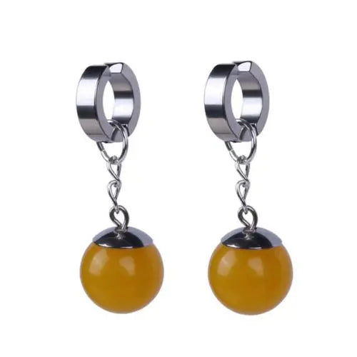 Boucles d'oreilles Potara argentées Dragon Ball - paire à perles jaunes