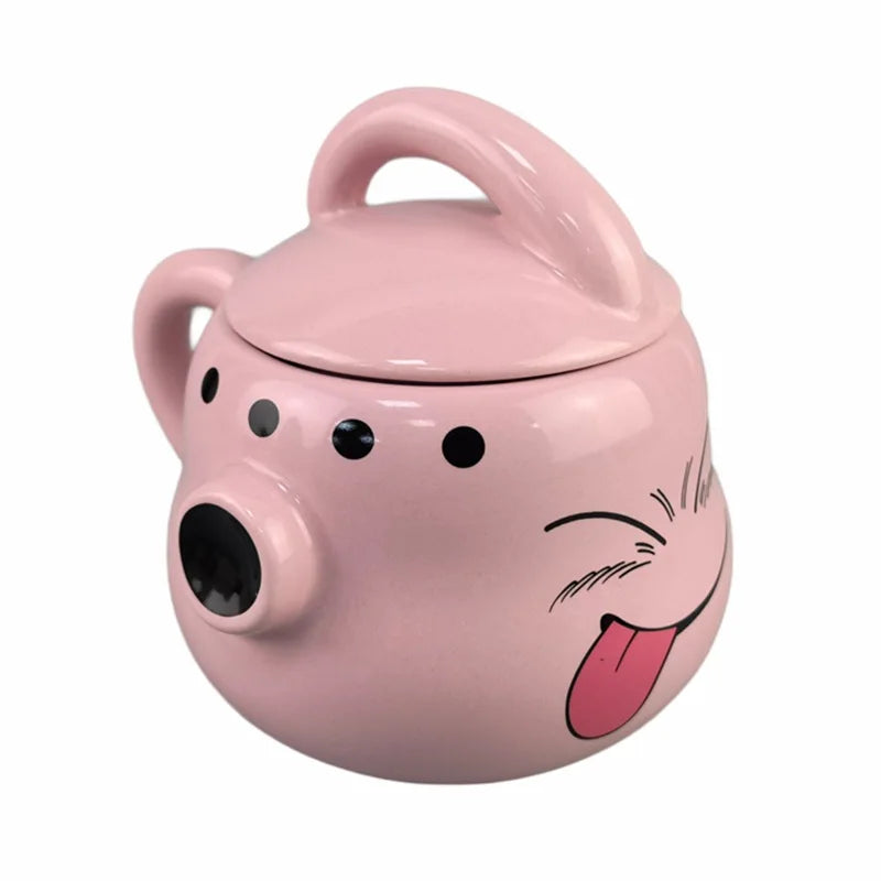 Tazza rosa con coperchio Dragon Ball - volto di Majin Buu