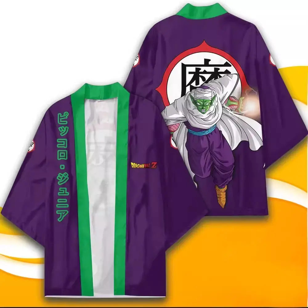 Veste kimono violette et verte Dragon Ball - Piccolo et kanji Ma