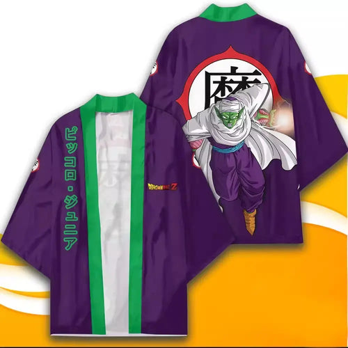 Veste kimono violette et verte Dragon Ball - Piccolo et kanji Ma