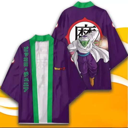 Veste kimono violette et verte Dragon Ball - Piccolo et kanji Ma