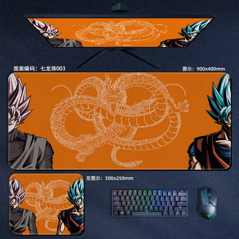 Tapis de souris orange Dragon Ball - personnages alignés et kanji Kame