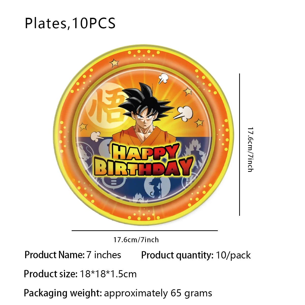 Dragon Ball oranje verjaardagsset - Goku en Super Saiyans