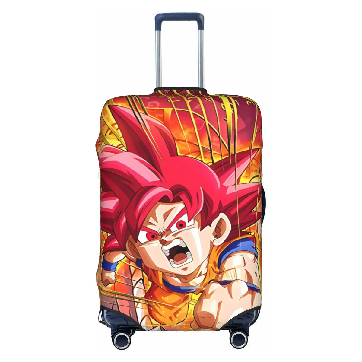 Housse de valise dorée Dragon Ball - Goku Super Saiyan et kanji Go