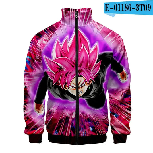 Veste zippée rose et noire Dragon Ball - Black Goku Rosé au poing tendu