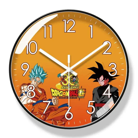Horloge murale Dragon Ball - Goku et Goku Super Saiyan Blue avec cadre noir
