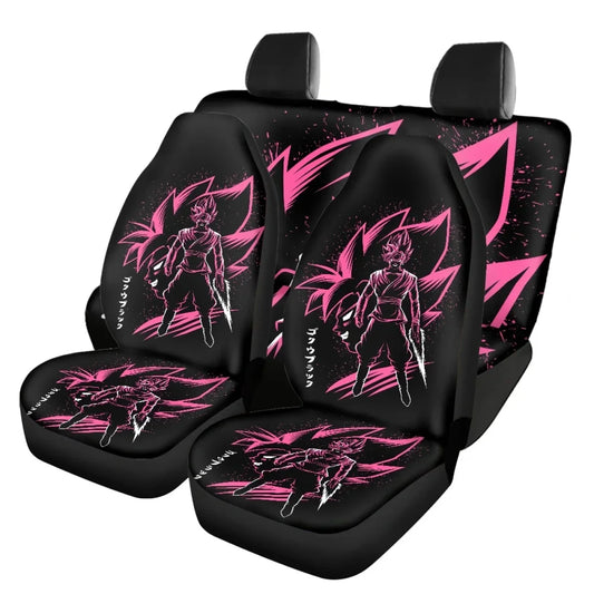 Fodere per sedili anteriori e posteriori nere Dragon Ball - Black Goku e strisce rosa