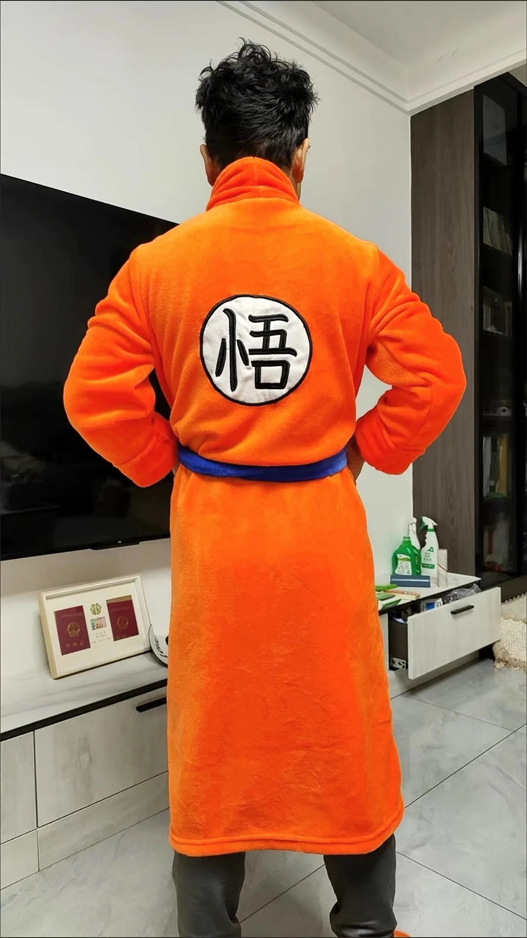 Dragon Ball oranje badjas - kanji Go en blauwe riem
