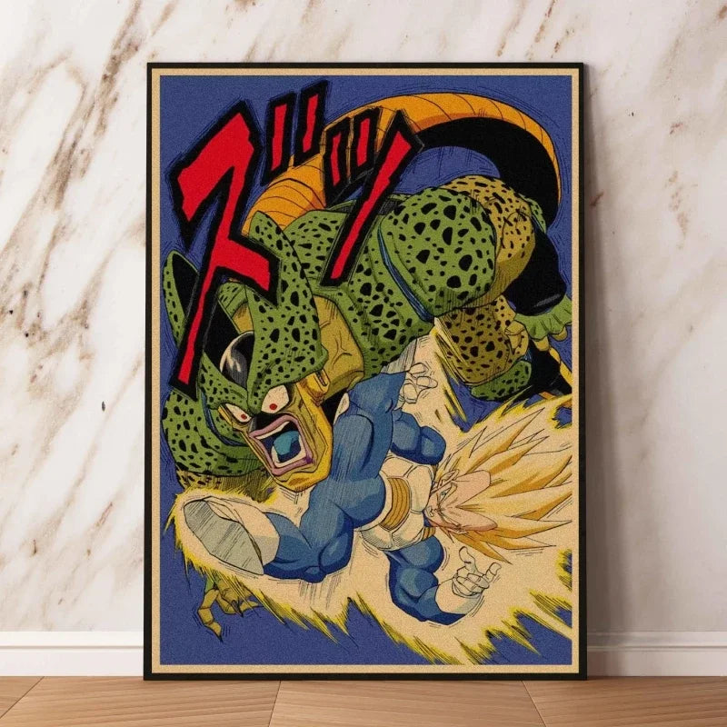 Affiches rétro - Goku enfant et couvertures Dragon Ball