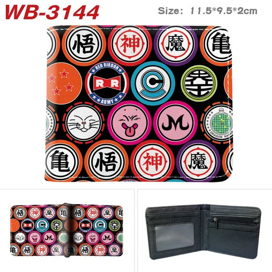 Multicolored Dragon Ball wallet - emblems and kanji