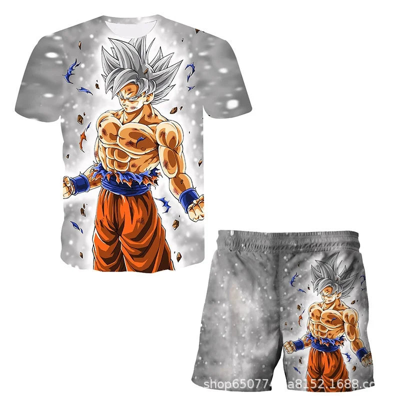 Conjunto de camiseta y pantalón corto gris Dragon Ball - Goku Ultra Instinct