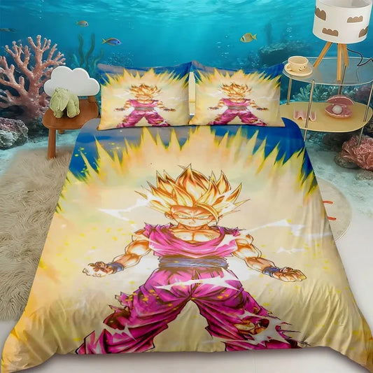 Housse de couette Dragon Ball - Gohan Super Saiyan 2 et aura jaune