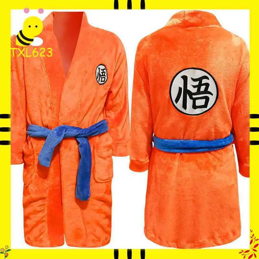 Peignoir orange Dragon Ball - kanji Go et ceinture bleue
